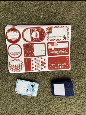 Holiday Gift Tags Sticker Sheets, goodie bags, and party straws